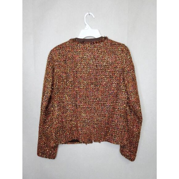 Chico's Metallic Gold Rainbow Shine Tweed Woven Festive Vikey Jacket Office Sz S - Picture 10 of 10